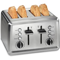 Hamilton Beach 4-Slice Toaster Extra-Wide Slots - Slide-Out Crumb Tray - Stainless Steel 