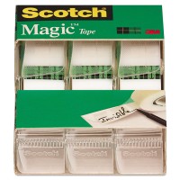 Scotch Magic Tape, 3 Rolls, Numerous Applications, Invisible, Engineered for Repairing, 3/4 x 300 Inches, Dispensered (3105)