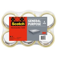 3m Scotch Clear Shipping Packaging Tape (1.88"x 109 yd) 6 Rolls (3350L-6) - 2.1mil 