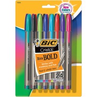 BIC Cristal Xtra Bold Stick Ballpoint Pen - 1.6mm Assorted Ink/Barrel (24/Pack) 