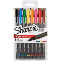 Sharpie Art Pen with Hard Case, Fine Pt, Assorted, 8/Set