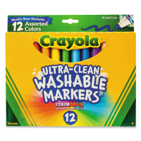 Crayola Ultra-Clean Washable Markers w/ Broad Bullet Tip - Assorted Colors, 12/Pack 