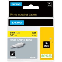 Dymo Industrial 3/8" Heat Shrink Tubes for RhinoPro Label Makers - Black on Yellow (18054)