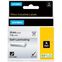 DYMO Rhino Industrial Self-Laminating Labels 1" x 1" - Black On White (1734821)