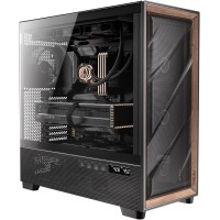 Antex Flux Pro Full Tower E-ATX Computer Case - High-Airflow Front Panel with Walnut Wood Trim -  6x PMW Fans Included