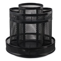 Universal Metal Mesh Rotating Desktop Organizer - 8 Compartments - Black (UNV20022)