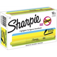 Sharpie 27025 Accent Fluorescent Yellow Chisel Tip Pocket Style Highlighter - 12/Pack