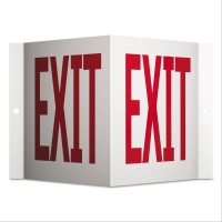 Quartet Projecting 3-Way Sign, EXIT, 6 x 9, Red/White (QRTVSPEX96)