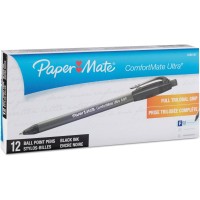Papermate ComfortMate Ultra RT Fine Ballpoint Rectractable Pen - Black Ink (12x) (6380187)