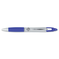 Zebra Z-Grip MAX Retractable Medium Ballpoint Pen - 1.0 mm, Silver Barrel, Blue Ink, 12-Count (22420)