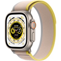 Apple Watch Ultra 49mm Titanium Case with Yellow/Beige Trail Loop - S/M - Titanium (GPS + Cellular) 