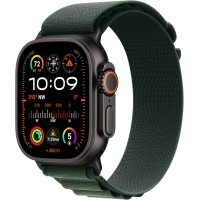 Apple Watch Ultra 2 Smartwatch Sport Watch with Black Titanium Case with Dark Green Alpine Loop - Medium (GPS + Cellular 49mm)
