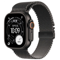 Apple Watch Ultra 3 49mm Titanium Case with Milanese Loop - Medium - Black (GPS+Cellular)
