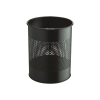 Durable Metal Waste Bin Basket - Black