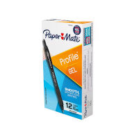 Papermate Profile Gel 1.0mm Rectractable Pen - Medium Pen Point - Black, Dozen