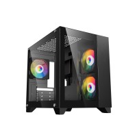 ARGB-Q3 Tempered Glass Micro ATX Gaming Computer Case - 3x ARGB Fans - Black
