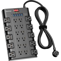 Power Strip Surge Protector - 22 AC Outlets & 6 USB Charging Ports (15A/2100 Joules)