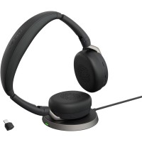 Jabra Evolve2 65 Flex Stereo Headset with Bluetooth & Wireless Charging Pad - Noise Cancelling Headphones 