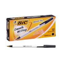 BIC PEN ROUND STIC MED BLACK
