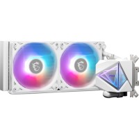 MSI Mag Core I240 CPU Liquid Cooler - ARGB 240mm Radiator 2x 120mm ARGB PMW Fans - White 