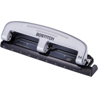 Bostitch EZ Squeeze 12" Three-Hole Punch - 12 Sheets, 9/32" Punch Size - Black & Silver