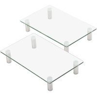 FITUEYES Monitor Stand –Adjustable Glass Computer Monitor Riser, Clear Desktop Stand for Laptop TV Computer Screen, Desk Organization, Office Supplies, DT103803GC, 2Pack