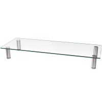 WALI Tempered Glass Monitor Riser Desktop Stand Height Adjustable Table Top for Flat Screen LCD LED TV, Laptop, Notebook, and Display (GTT002)
