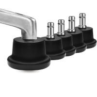 AXL Low Profile Bell Glides Replacement Office Chair Stool Swivel Caster to Fixed Stationary Castors - Set of 5 Pack (Low-Height 37mm/1.45 inch)