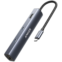 Anker USB C Hub, PowerExpand 6-in-1 USB C PD Ethernet Hub with 65W Power Delivery, 4K HDMI, 1Gbps Ethernet, USB-C Data Port, 2 USB 3.0 Data Ports, for MacBook Pro, MacBook Air, iPad Pro, XPS, and More