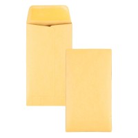 Quality Park #6 Coin Envelopes, 3 3/8 x 6, Gummed, Small Parts, Jewelry & Seed Envelopes for Garden, Office, 28 lb Brown Kraft, 500 per Box