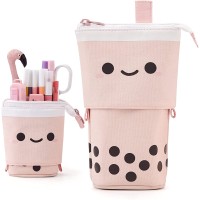 Standing Pencil Case Cute Telescopic Pen Holder - Pink