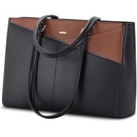 LOVEVOOK Laptop Tote Bag 15.6" Large Capacity Laptop Bag - Black & Brown