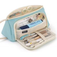 EASTHILL Big Capacity Pencil Case High Large Storage Pouch Marker Pen Case Simple Stationery Bag School College Office Organizer for Teens Girls-Blue