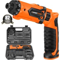 ENERTWIST 8V Fast Rechargeable Cordless Electric Screwdriver Set - 82 Pieces 18Nm w/ Carrying Case (ET-CS-8K)