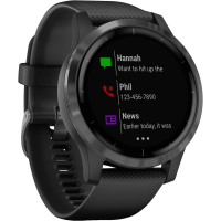 Garmin - vívoactive 4 Smartwatch 45mm Fiber-Reinforced Polymer - Slate with Black Case and Silicone Band