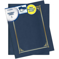 Geographics Classic Linen Certificate/Document Covers, 12.5 x 9.75, Navy Blue (6 Pack)