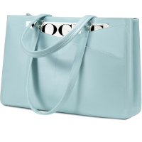 LOVEVOOK Laptop Bag for Women 15.6 Inch Tote Bags Waterproof Leather Briefcase Computer Women Business Office Work Bag,Cyan-Blue