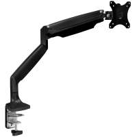 Mount-It! Single Monitor Arm Desk Mount | Gas Spring Monitor Arm | Full Motion Articulating Height Adjustable | Fits 21 22 23 24 27 30 32 Inch VESA Compatible Computer Screen | Clamp and Grommet Base