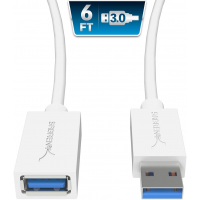 Sabrent 22AWG USB 3.0 Extension Cable - A-Male to A-Female [White] 6 Feet (CB-306W)