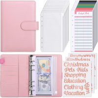 SKYDUE Budget Binder with 8pcs Zipper Envelopes,Money Organizer for Cash with 12pcs Expense Budget Sheets & 24 Rose Gold Sticky Labels,Budget Organizer for Cash