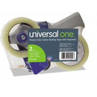 Universal UNV91002 2" x 60 Yards Heavy-Duty Box Sealing Tape with Dispenser - 2/Pack