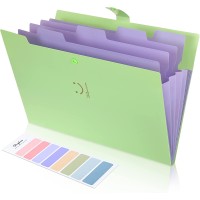 SKYDUE Letter & A4 Expanding File Folder Pockets Accordion Document Organizer - Green