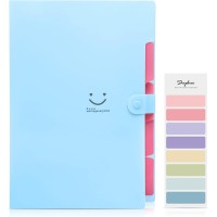 SKYDUE Letter & A4 Expanding File Folder Pockets Accordion Document Organizer - Blue