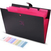 SKYDUE Letter & A4 Expanding File Folder Pockets Accordion Document Organizer - Black