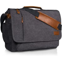 Estarer 15.6" Canvas Messenger Bag - Shoulder Satchel - Grey