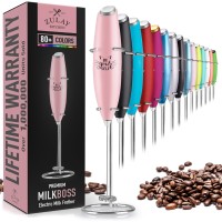 Zulay Powerful Handheld Milk Frother Foam Maker - Pink