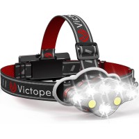 Rechargeable 8 LED High Lumen Bright Headlights w/ Red Light Headlamp - USB Waterproof Head Flashlight