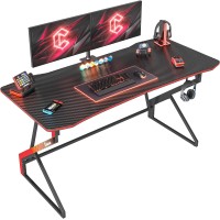 CubiCubi Gaming Desk Z Shaped 55 Inch Workstation - with Headphone Hook