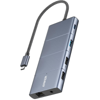 Anker USB C Hub, 565 11-in-1 Laptop Dual monitor Docking station with 10 Gbps Data Port, 4K HDMI and DisplayPort, 100W Power Delivery, 1 Gbps Ethernet, SD Card Reader for XPS