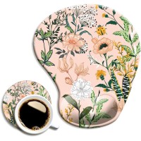 Dooke Ergonomic Mouse Pad With Gel Wrist Support - Pink Floral 